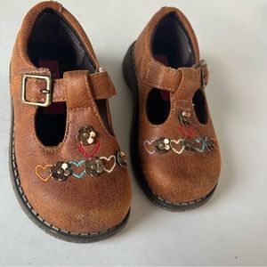 Rachel Shoes Brown Kids Shoes with Heart Embroidery